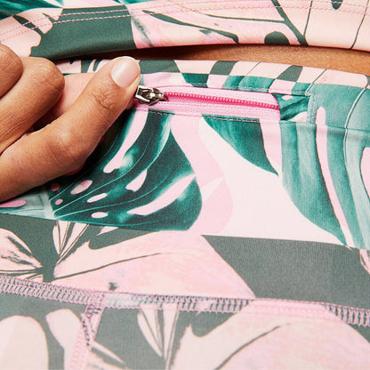 Nike Dri-FIT Women's Printed Cropped Legging Pink Green Tropical Reflective