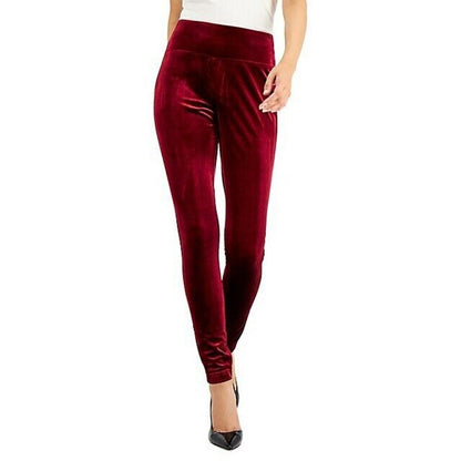 INC International Concepts Crushed Velvet Leggings Wine