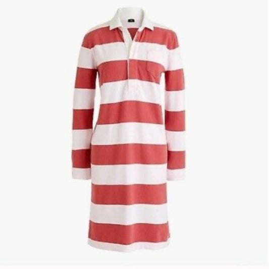 J. Crew Rugby Style T-Shirt Dress, Red & Pink Stripes, NWT