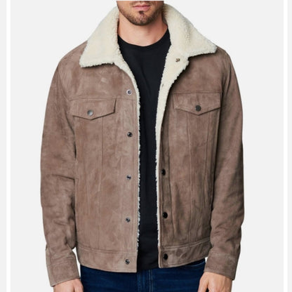 Blank NYC Men’s Brown Suede Jacket w/ Cream Sherpa Lining, “Into the Wild”