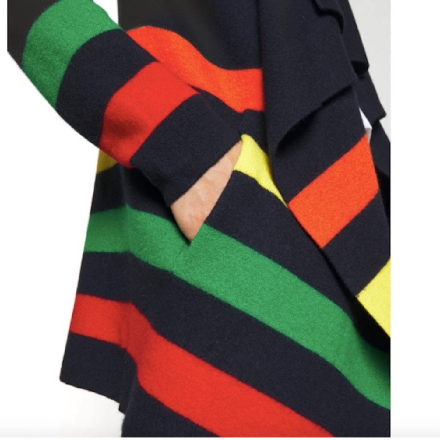 Lauren Ralph Lauren Navy Blue Knit Cardigan w/ Rainbow Stripes, Pockets, NWT!!