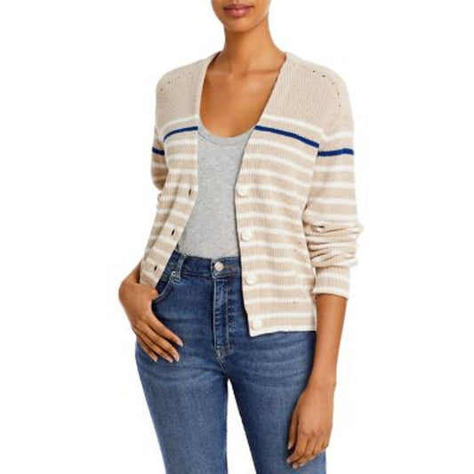 Rag & Bone Ladies Cream, Blue, & White Striped "Ann" Cardigan, Size Large, NWT!