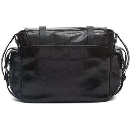 DKNY LADIES NAOMI LEATHER MESSENGER SHOULDER BAG BLACK