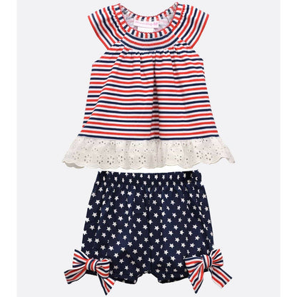 BONNIE BABY GIRLS ZOEY AMERICANA SHORT SET, RED WHITE BLUE