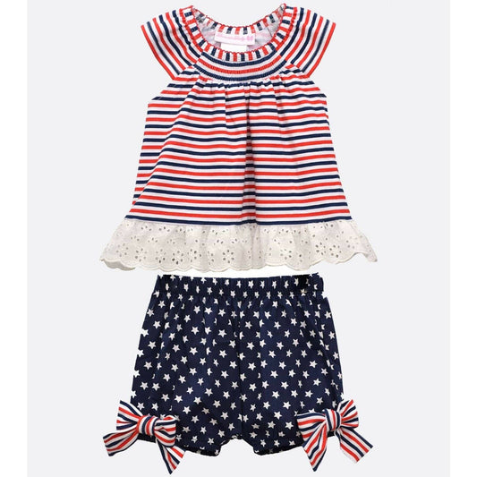 BONNIE BABY GIRLS ZOEY AMERICANA SHORT SET, RED WHITE BLUE NWT