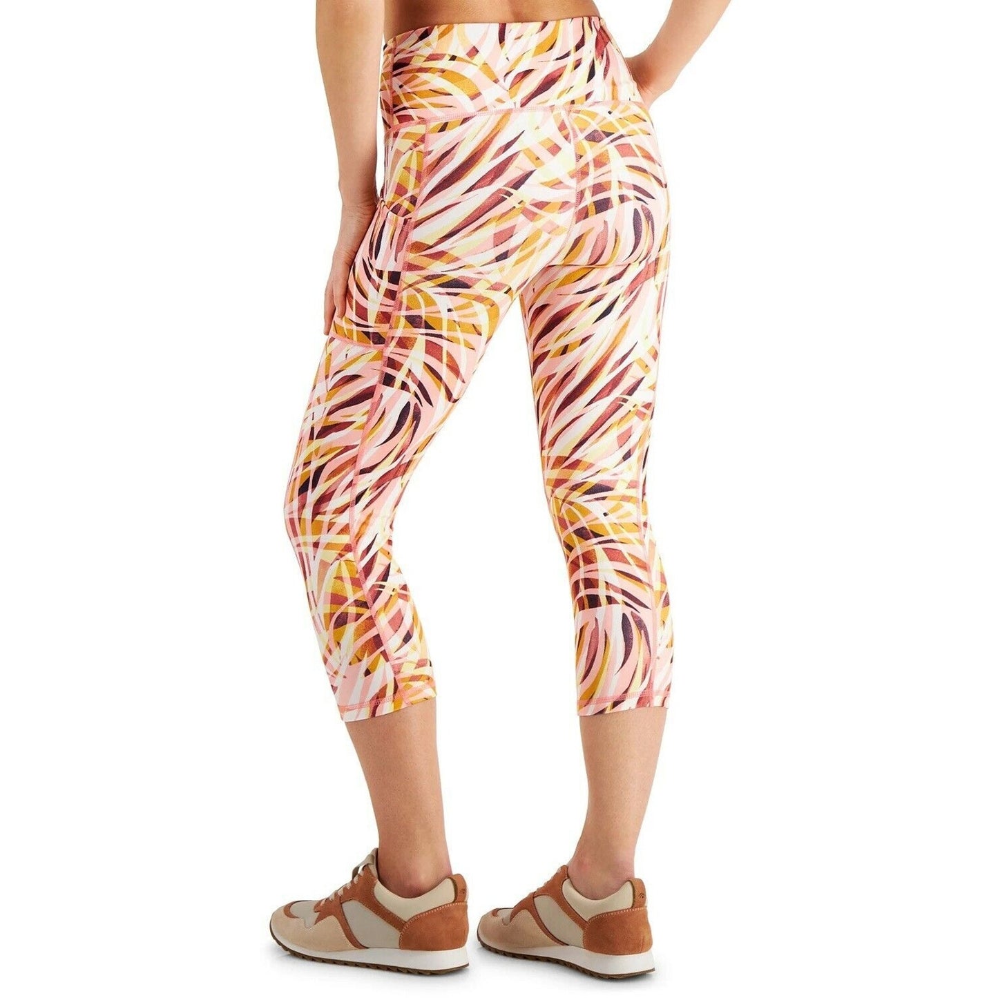 ID Ideology Printed Cropped Leggings Tropical Swirl Peachberry, NWT