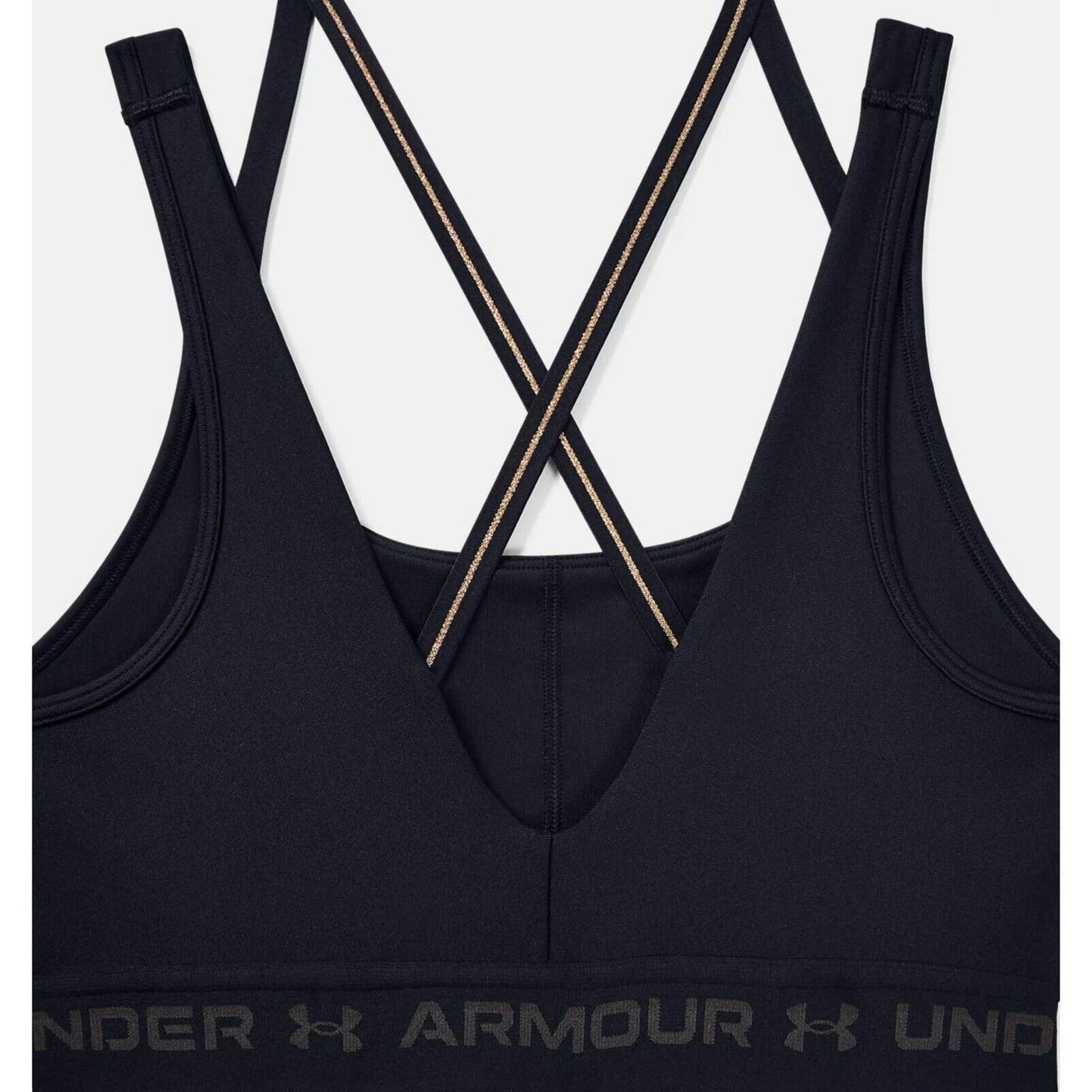 Under Armour Compression Cross-Back Mid-Impact Sports Bra Black, NWT