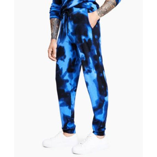 INC International Concepts Men's Blue & Black Tie Dye Jogger Sweatpants, Size L