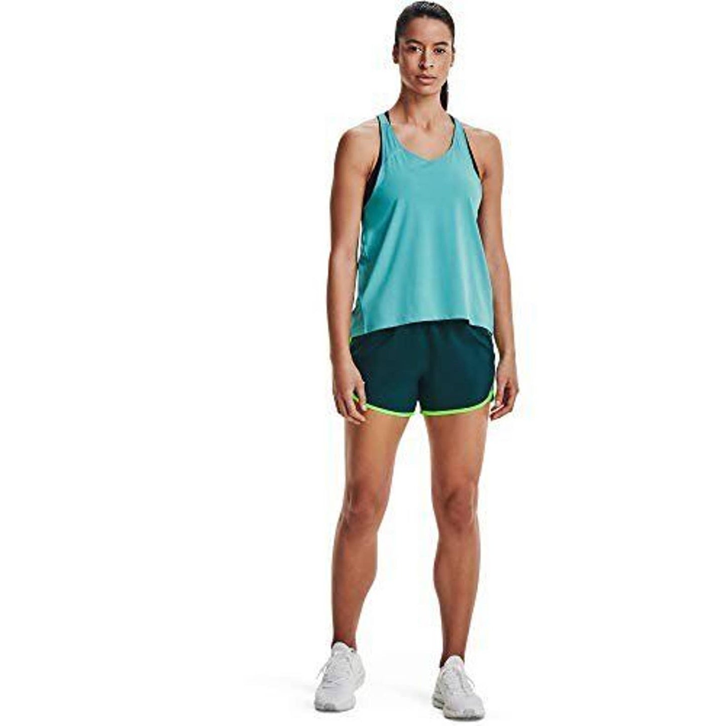 Under Armour Womens Fly-By 2. Dark Cyan Cosmos Reflective Shorts, NWT