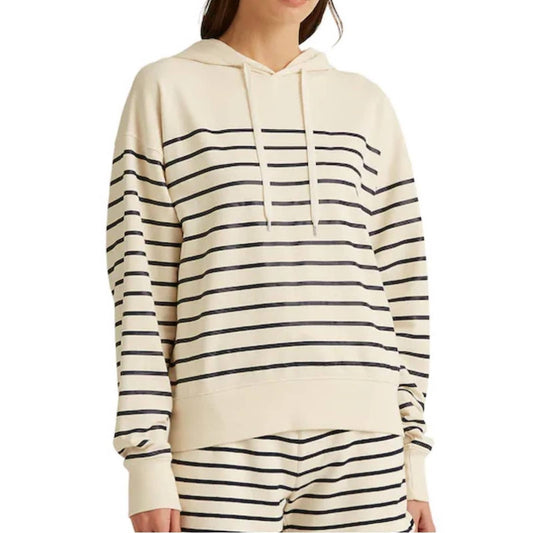 Lauren Ralph Lauren Cream & Navy Blue Striped Hoodie, Size Large, NWT!!