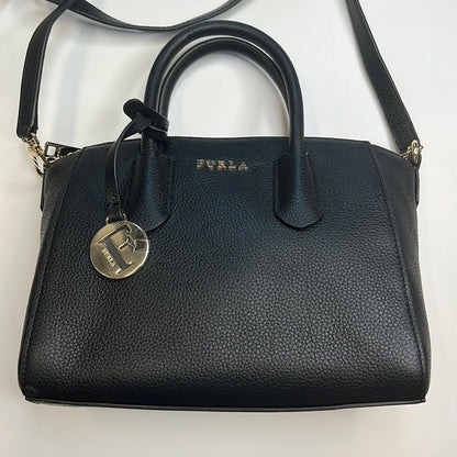Furla Black Pebbled Leather Handbag w/ Removable Strap