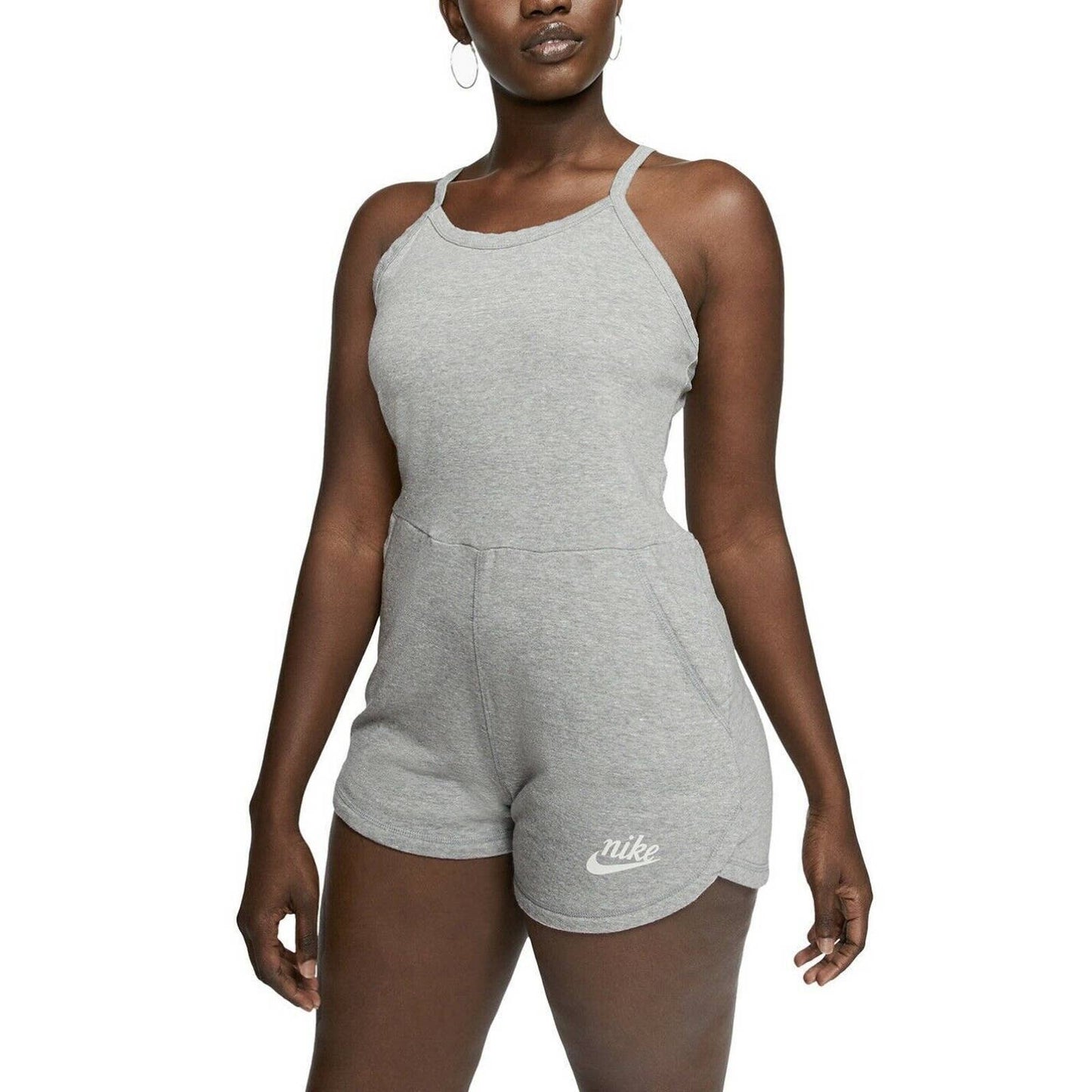 Nike Women's Sportswear Gym Vintage Romper Dark Gray Heather, NWT