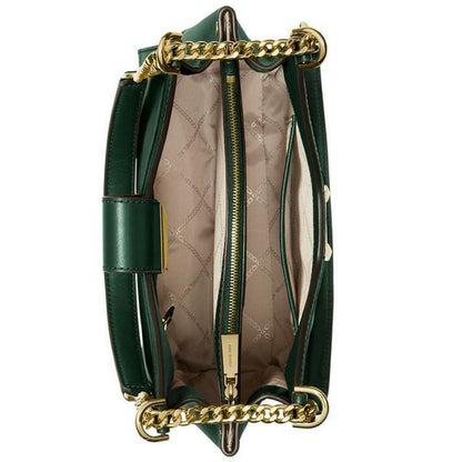 Michael Kors Whitney Chain Shoulder Tote Racing Green Gold Latch NWT! $298