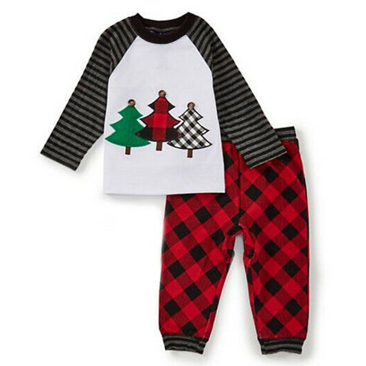 BONNIE JEAN MATT"S SCOOTER Boy's Christmas Sweats Buffalo Plaid Christmas, NWT