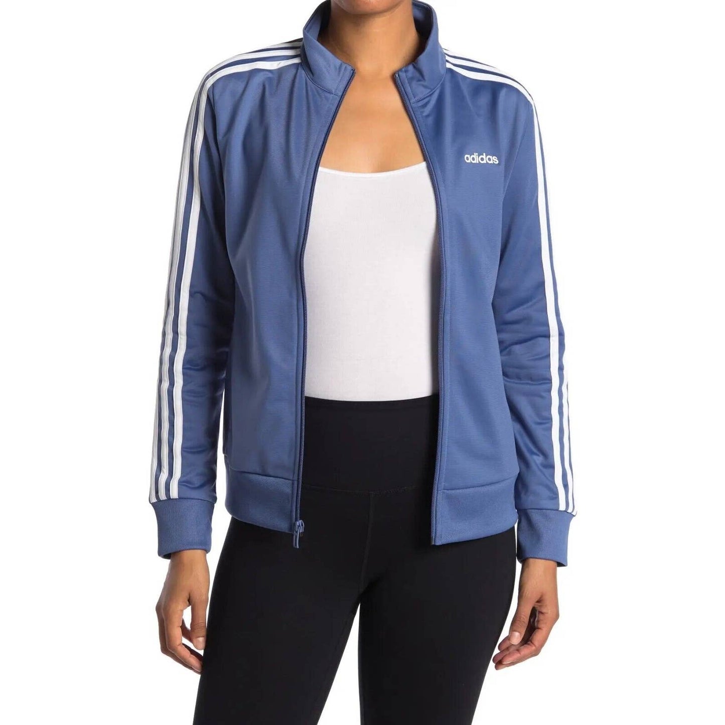 Adidas Ladies 3-Stripe Tricot Track Jacket Crew Blue, Small, NWT