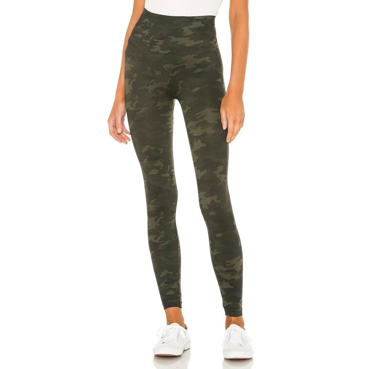 SPANX Ladies Look At Me Now Tummy Control Leggings Green Camo, $68 NWT