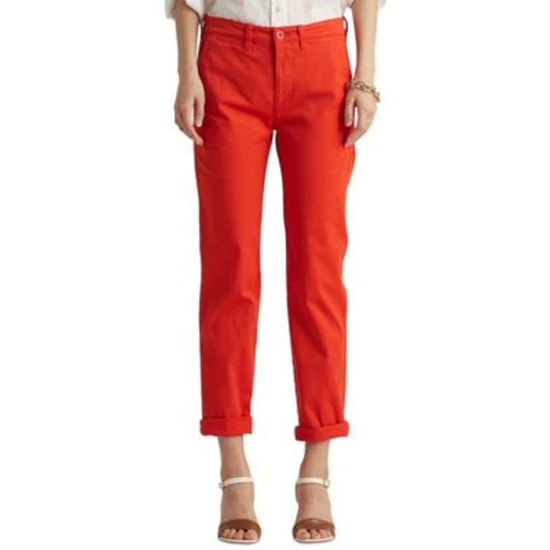 Lauren Ralph Lauren Women's Bright Hibiscus Orange Cropped Chino Pants