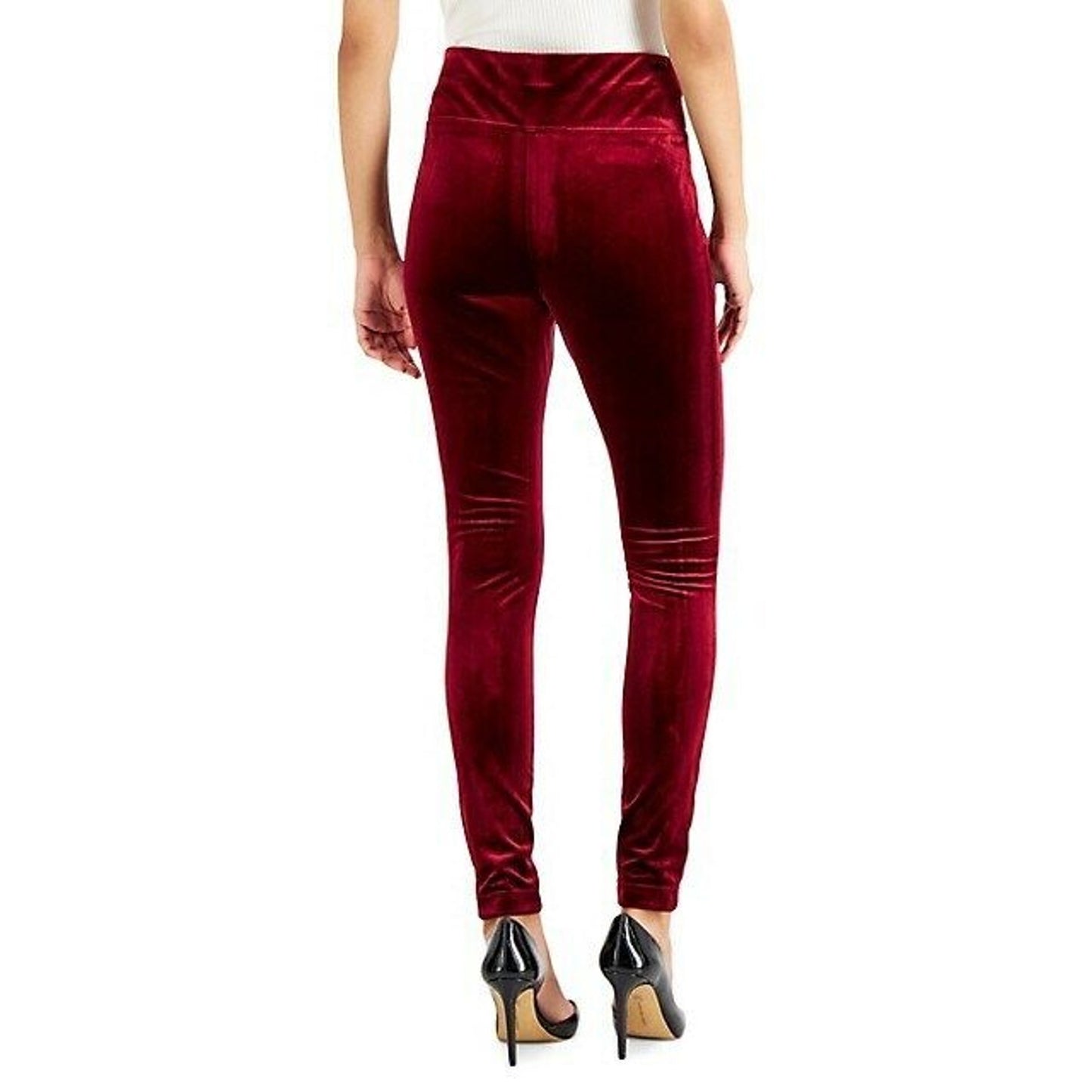 INC International Concepts Crushed Velvet Leggings Wine, Size XL, NWT