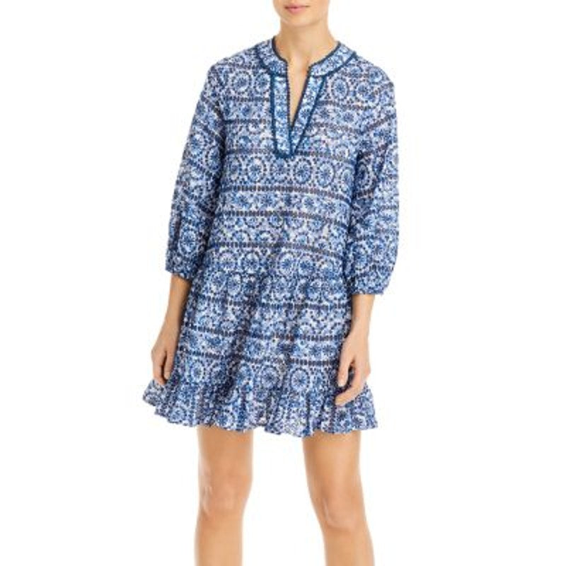 Shoshanna Ladies Blue & White Floral Print Umbrella Dress, Size Medium, NWT!