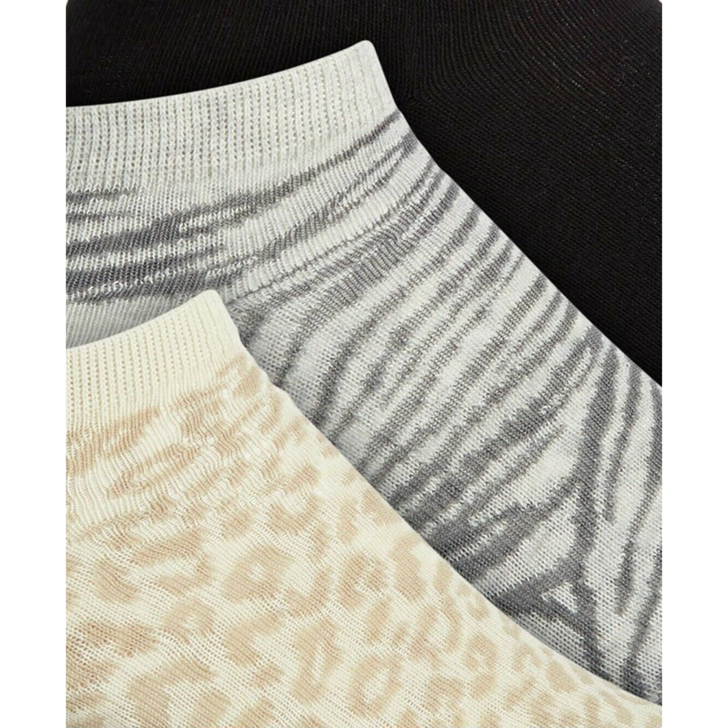 Jenni Women's 3-Pk. Animal Socks Animal Print Black, NWT