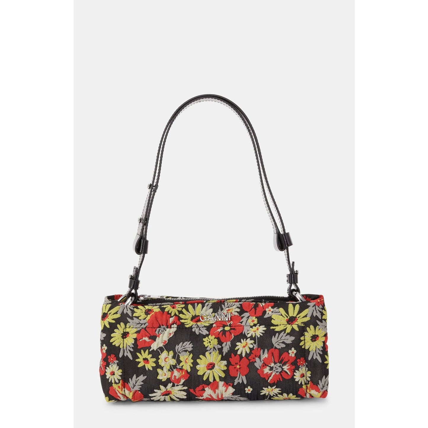 Ganni Pillow Baguette Bag - Meadow Black Floral Shoulder Clutch