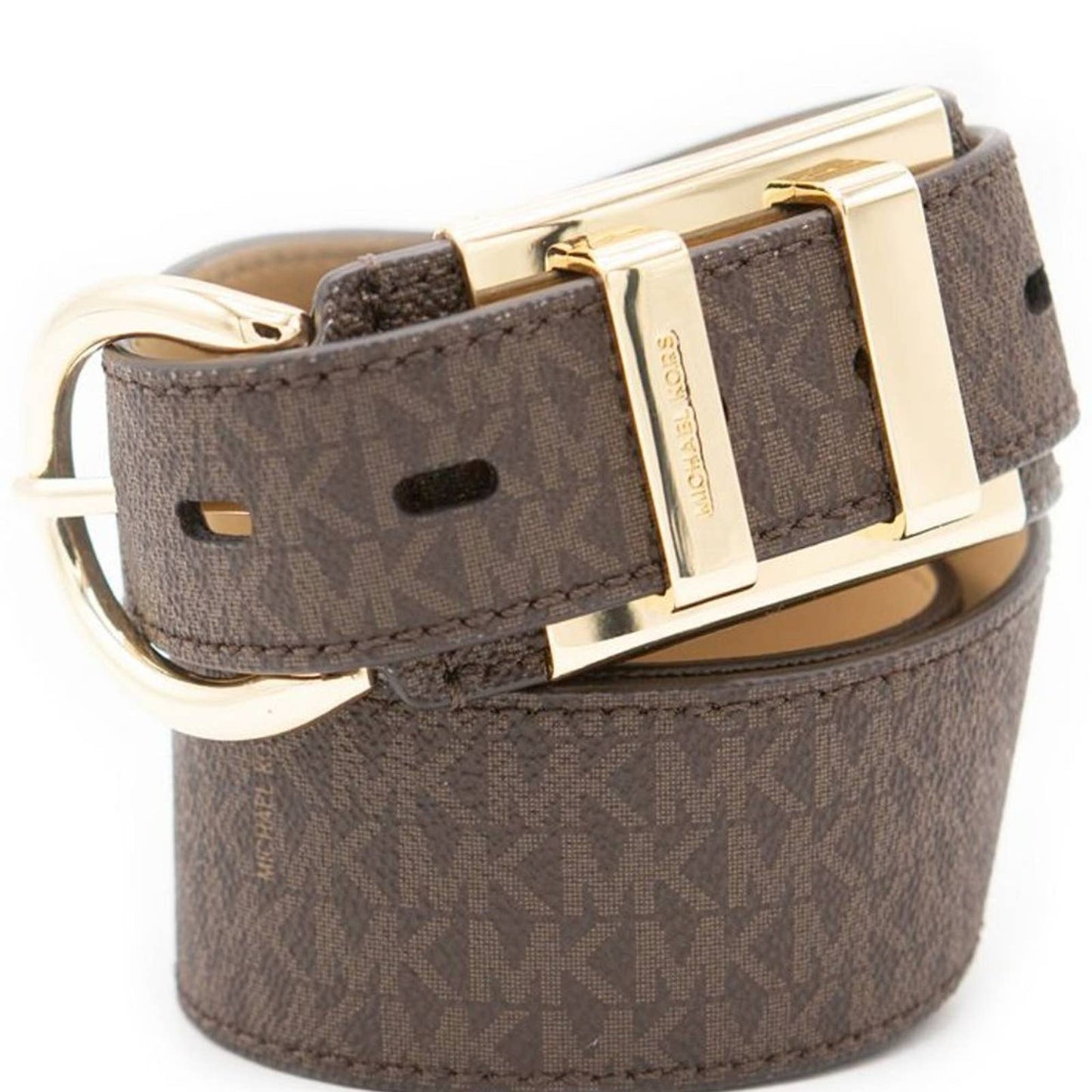 Michael Kors Dark Brown Monogrammed Belt w/ Gold Hardware, Size XS, NWT!!