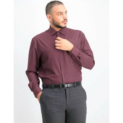 SOCIETY OF THREADS MEN'S BURGANDY DIAMOND DRESS SHIRT