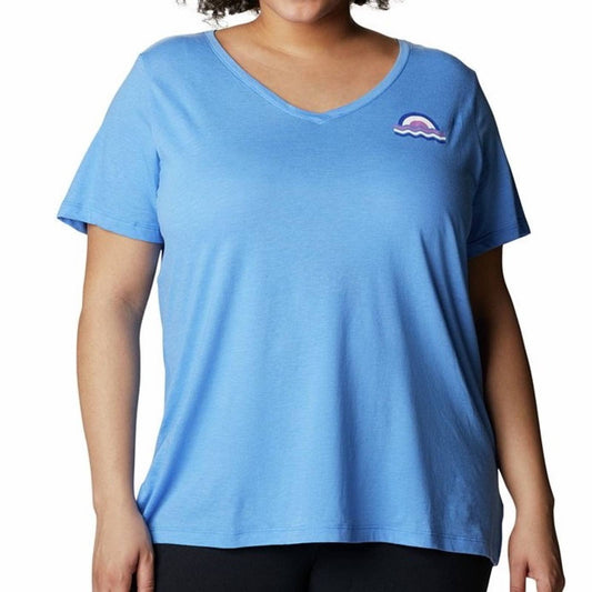 Columbia Sky Blue Relaxed V-Neck Tee Shirt, Short Sleeve