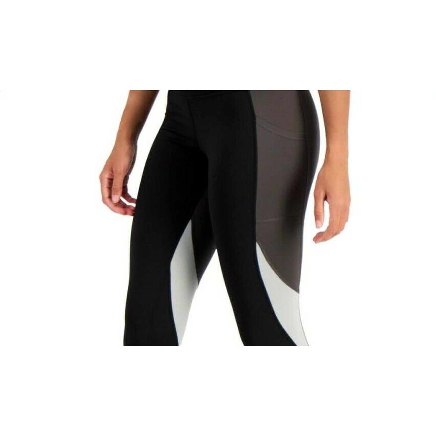 ID Ideology Womens Colorblock 7/8 Legging Noir Black Gray, NWT