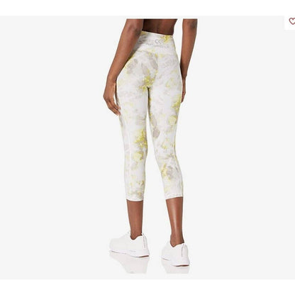 Calvin Klein Womens Enlighten Daffodil Printed Cropped Leggings