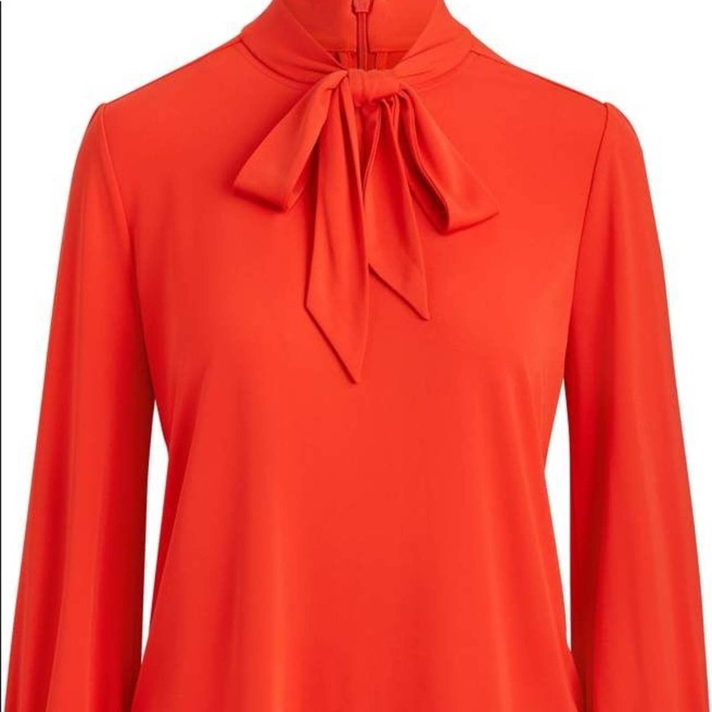 Ralph Lauren Burnt Orange Jersey Tie Neck Top, “Nihany”