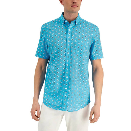Club Room Men's Sweet Water Blue Button Down Shirt w/ Floral Print, NWT!