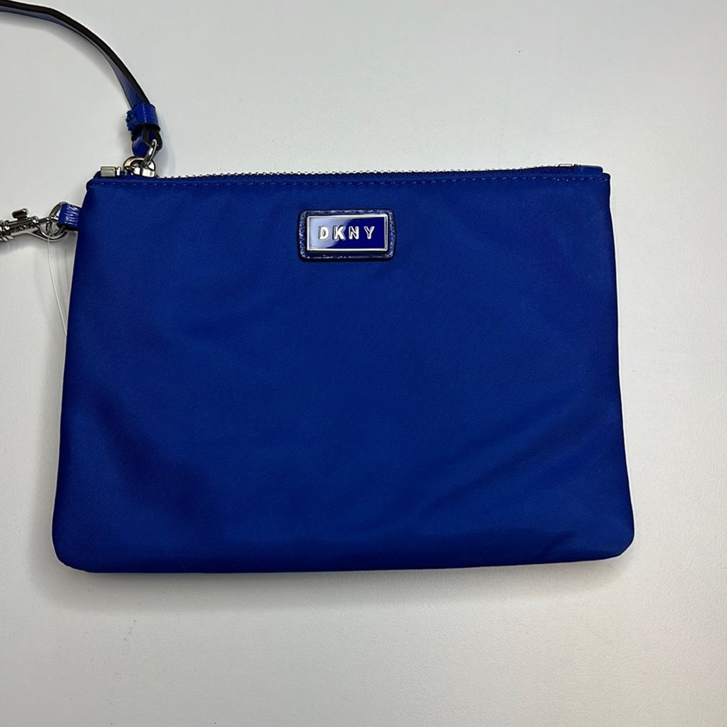 DKNY Royal Blue Nylon Wristlet Wallet, Zipper Closure, Silver Hardware, NWT!