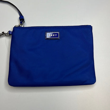 DKNY Royal Blue Nylon Wristlet Wallet, Zipper Closure, Silver Hardware, NWT!