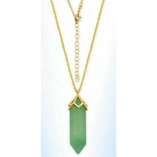 MACY'S Genuine Green Quartz Pendant Necklace w/ Gold Hardware/Chain NWT $80!