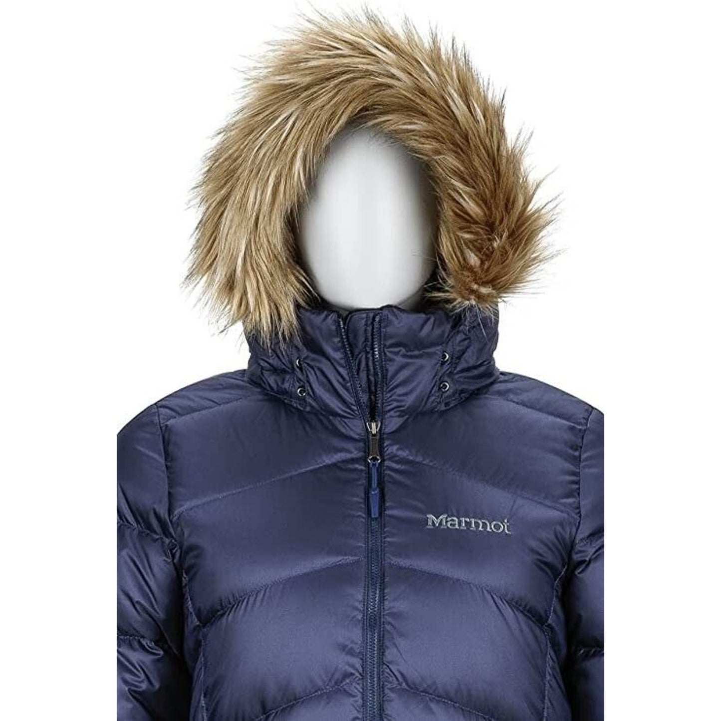 Marmot Montreal Womens Hooded Faux-Fur-Trim Midnight Navy Parka, M NWT $285