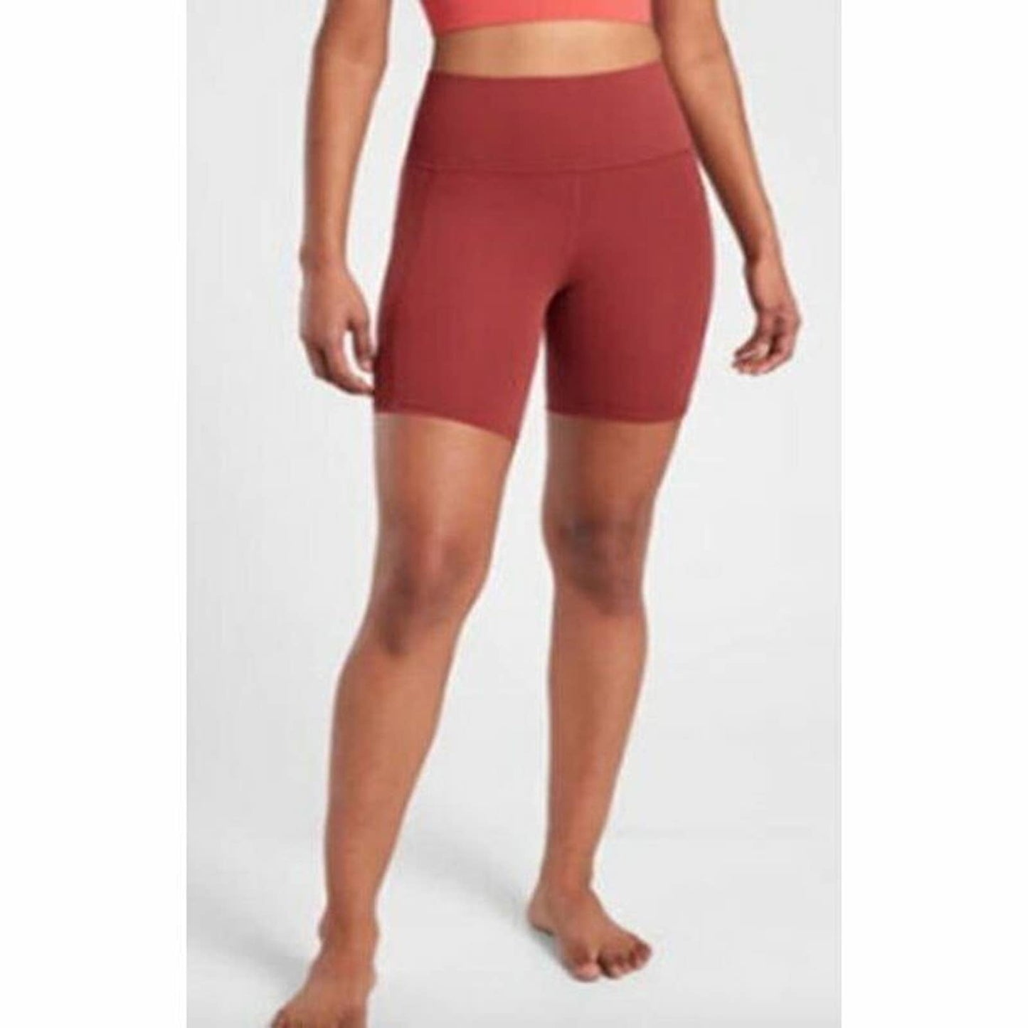 ID Ideology Womens High-Rise Pocket Bike Shorts Fruity Red Pear, NWT