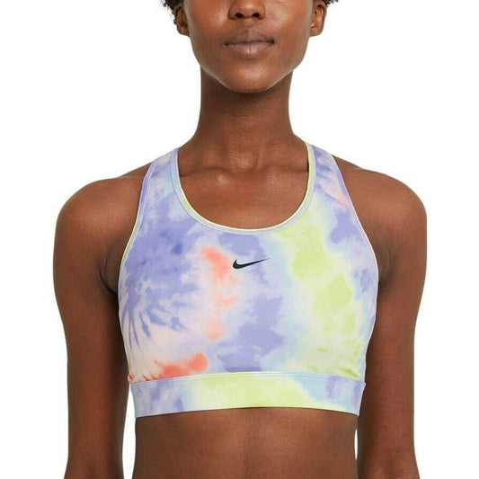 Nike Pro Ladies Printed Cutout Back Tie Dye Sports Bra Bright Mango, NWT