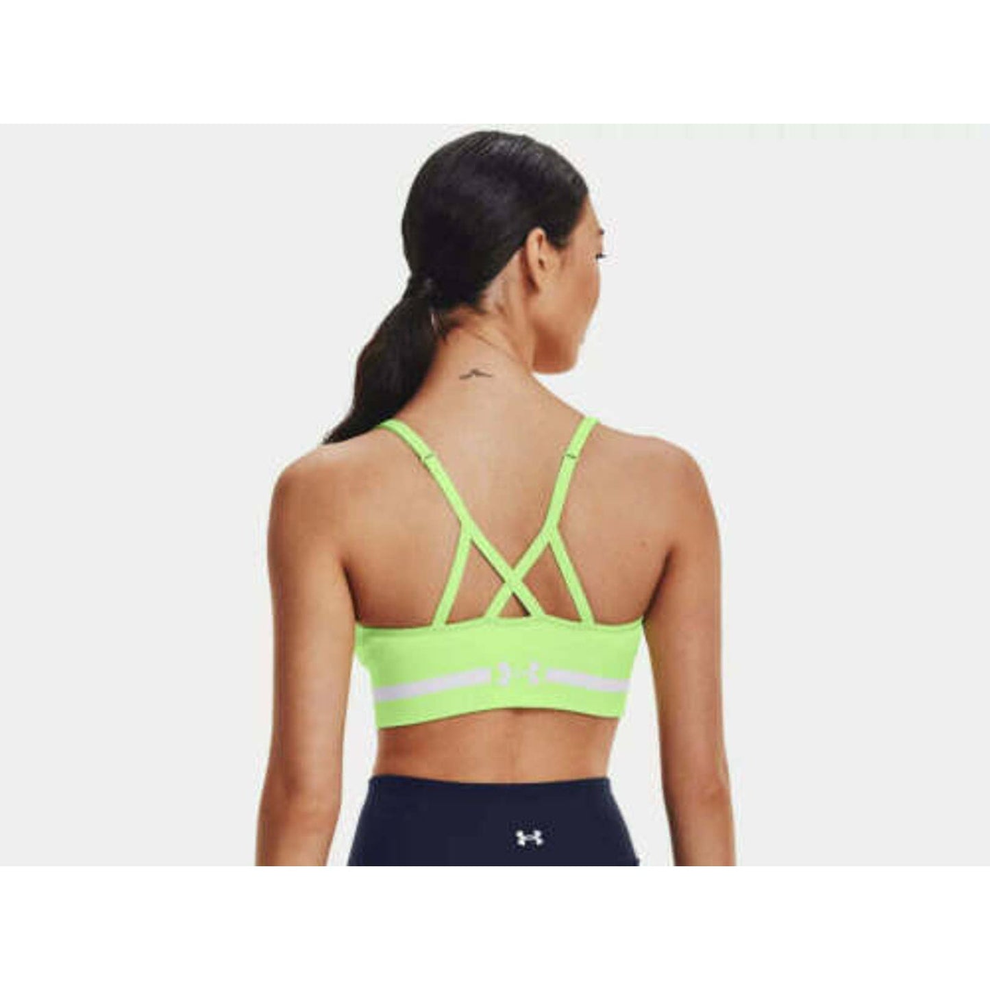 Under Armour UA Seamless Cross-Back Low-Impact Sports Bra Lime/White, NWT