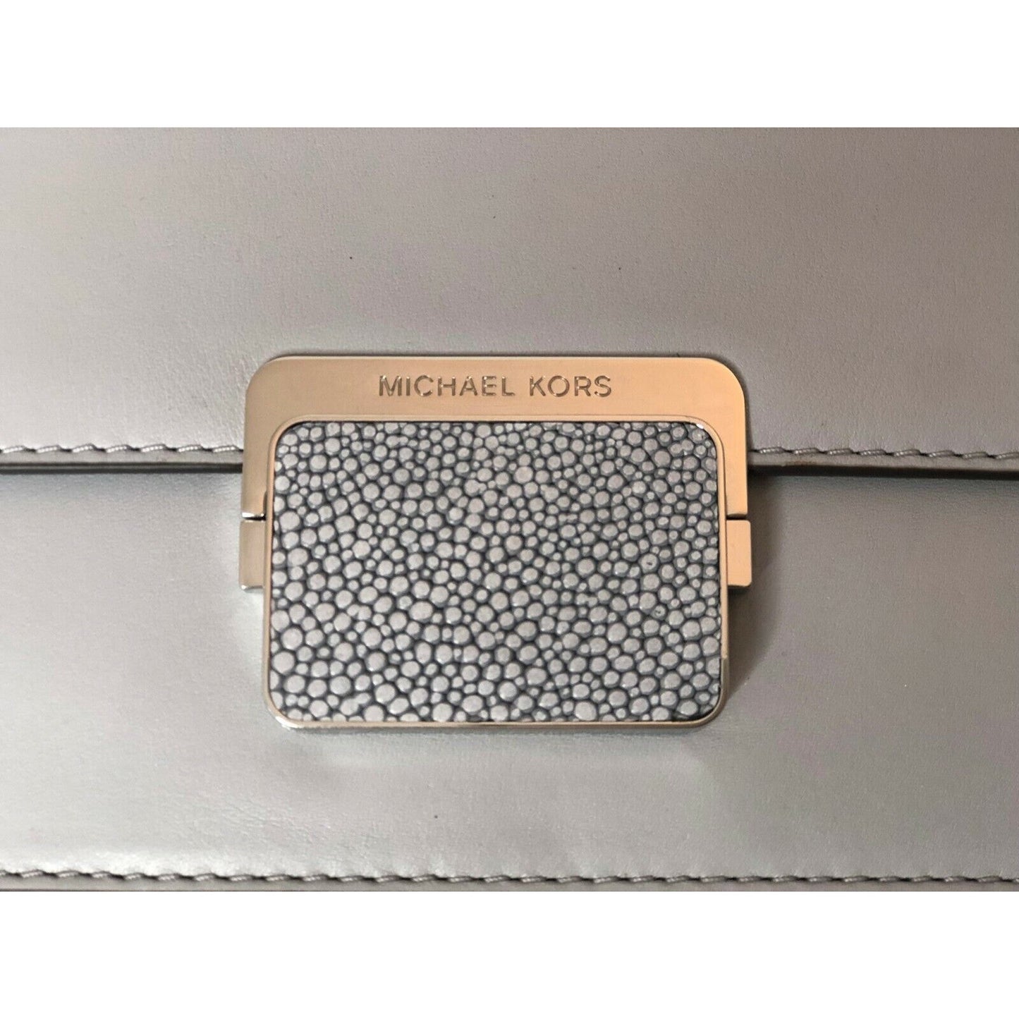 MICHAEL KORS Gray Leather "Cynthia" Shoulder Bag, Flap Closure