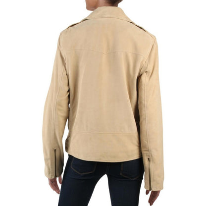 Ralph Lauren Suede Moto Jacket, Tan Camel, Size 18