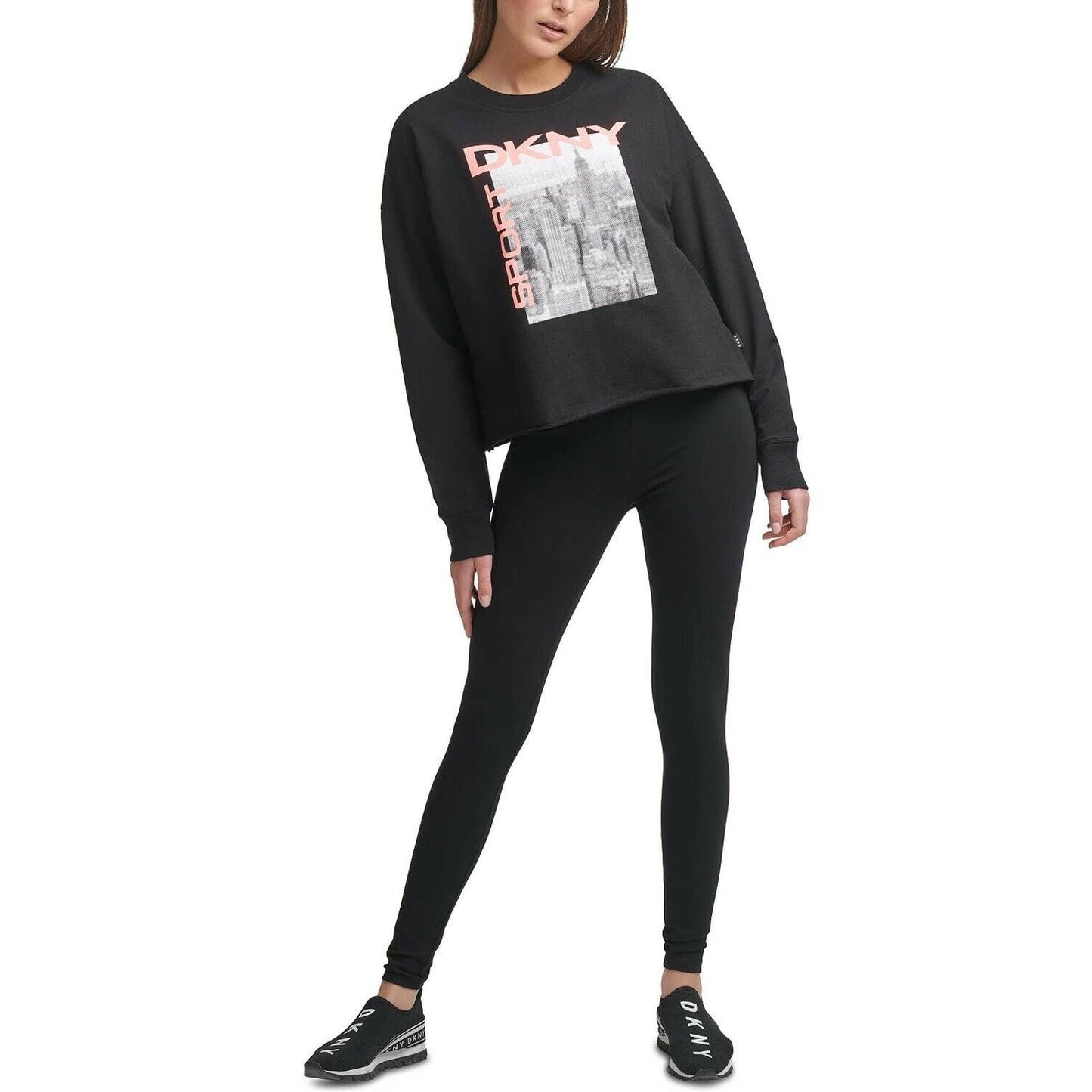 DKNY Womens City Skyline Graphic Sweatshirt, NWT Black, $59