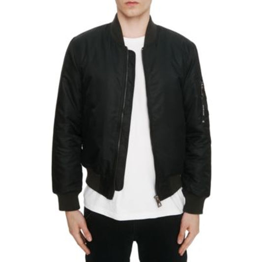 Eleven Paris Men's Jet Black Bomber Jacket w/ Multiple Compartments