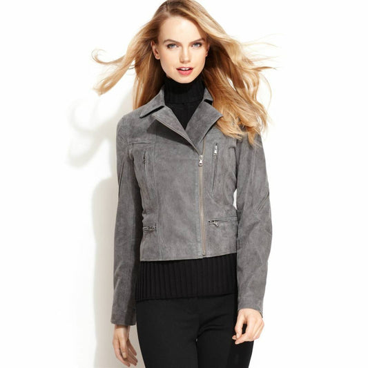 LEVI'S Women's Size 6, Grey Leather Motorcycle Jacket, NWT, $420