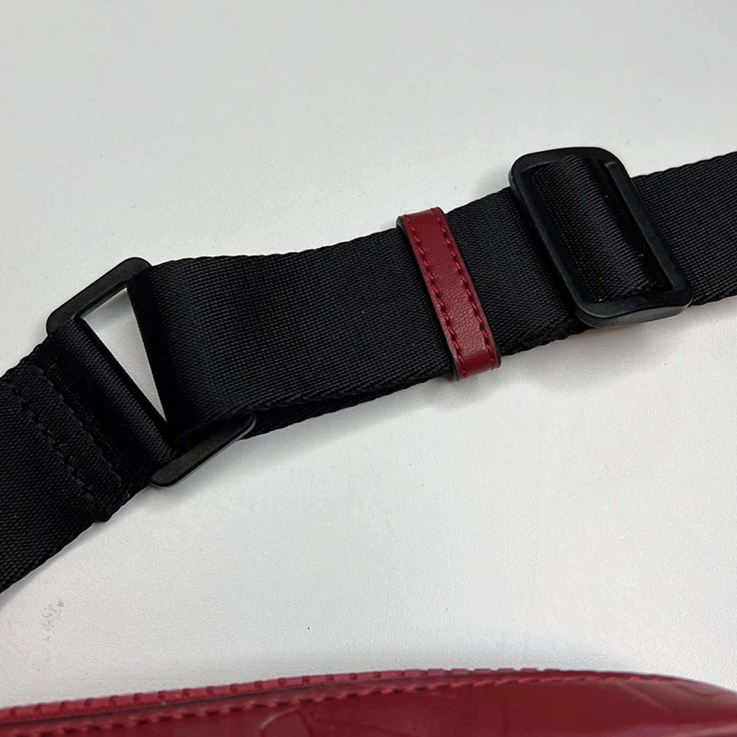 DKNY Red & Black Signature Embossed Leather Crossbody Bag, NWT!!