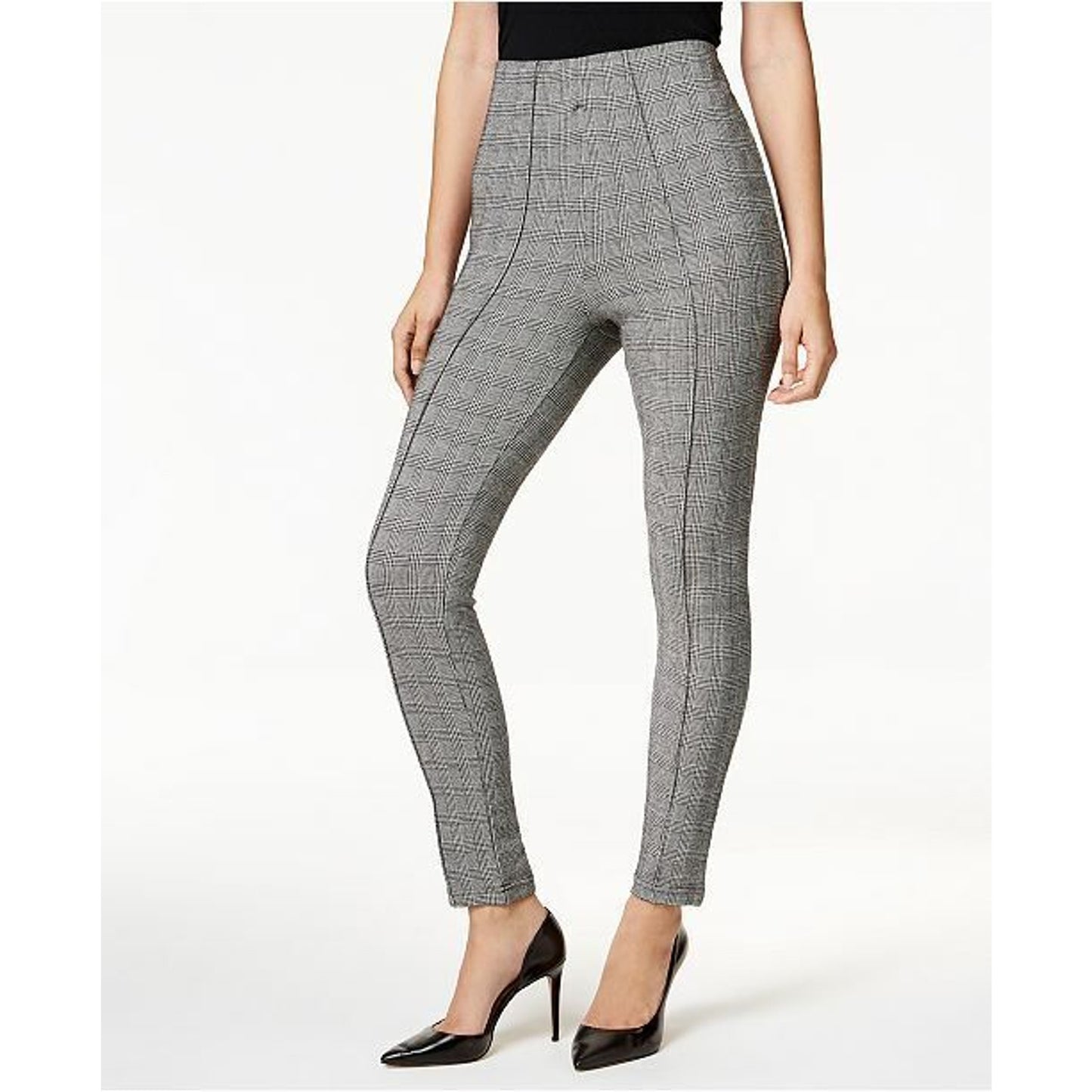 INC International Concepts Ladies Shaping Glen Plaid Smoothing Legging, XS NWT