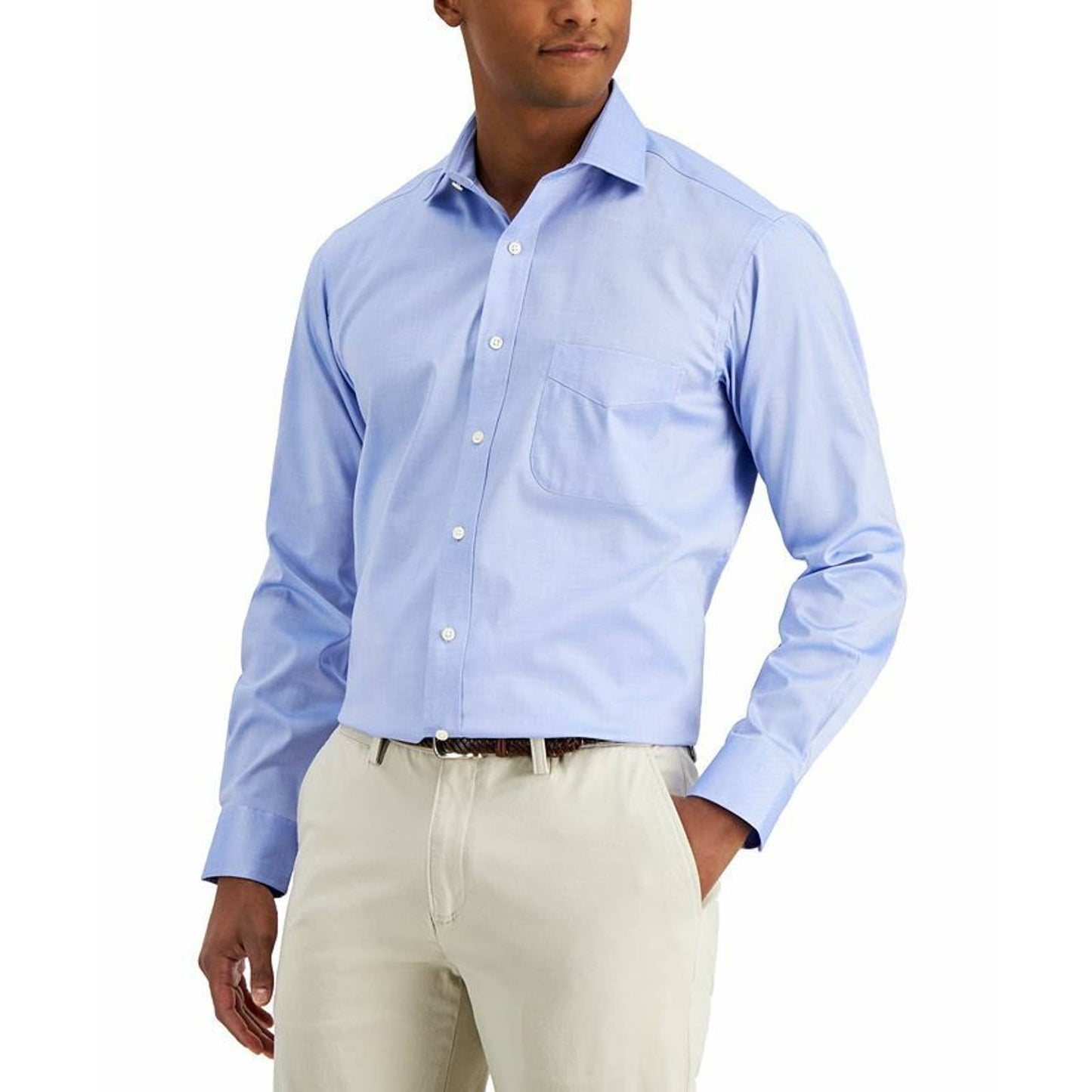 CLUB ROOM, Slim Fit Performance Button Up Shirt, Light Blue, Size 16 & 16.5, NWT