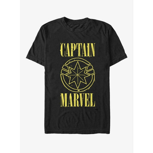CAPTAIN MARVEL, Black Shirt w/ Yellow "Captain Marvel" & Emblem, NWT