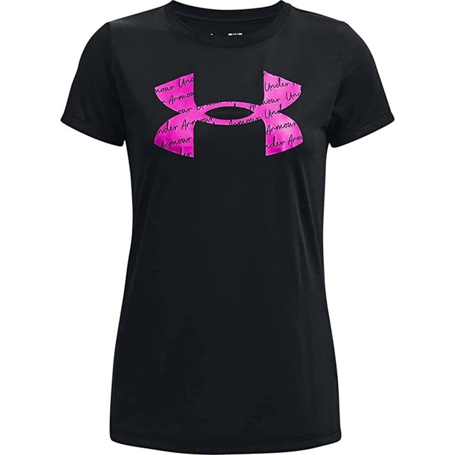 Under Armour Women's UA Tech Logo T-Shirt Black Meteor Pink, SM, NWT