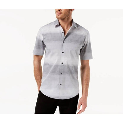 ALFANI, Men's Multi-Color Gray Striped Stretch Button Up Shirt